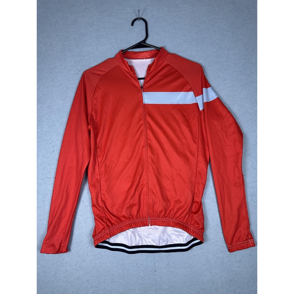 Cycling‎ Jersey Shirt Mens Small Red Long Sleeve Full Zip Reflective Pockets